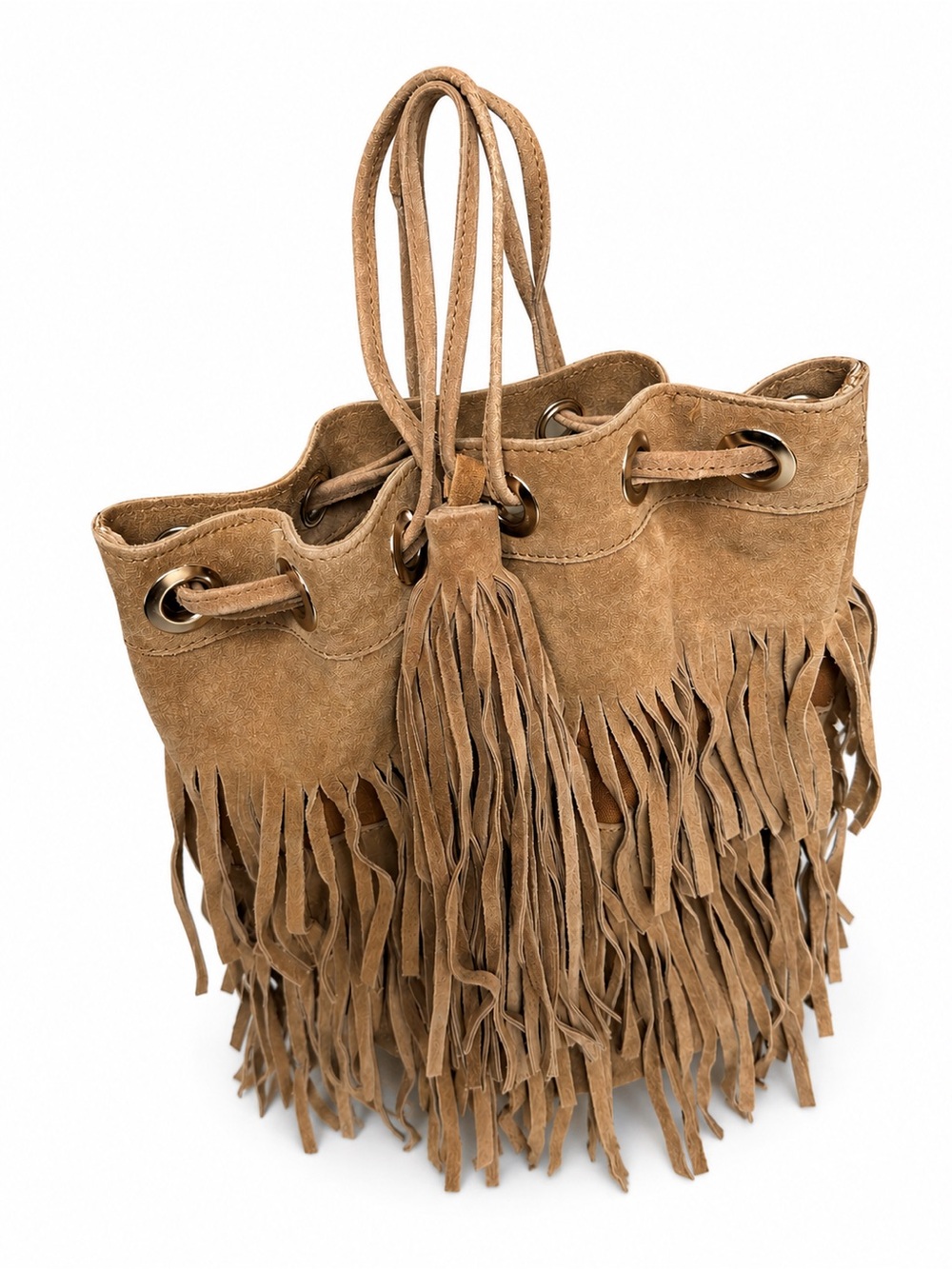ZARA Authentic Leather Fringe Bucket Shoulder Bag BNWT Boho Western SOLD OUT!🔥 - Picture 9 of 12